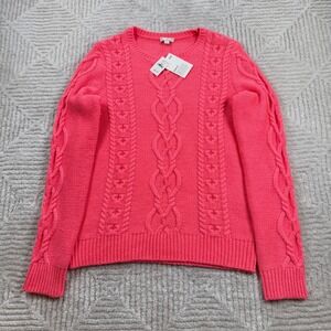 Gap Sweater Women's L Neon Coral Pink Wool Blend Chunky Knit NWT Bright Barbie